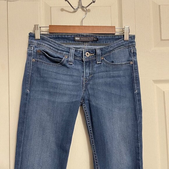 Levi's Women's Demi Curve Dark Wash Whiskered Low Rise Skinny Jeans Size 5/27 - Picture 3 of 7